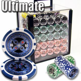 1000 Ultimate 14g Clay Poker Chips Set With Acrylic Case - Pick Chips