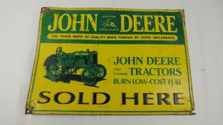 Vintage Collectible John Deere Embossed Tin Sign