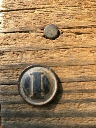 Block I Button,  Cast Pewter,  Early,  Civil War,  Confederate,  Local,  Shank Missing