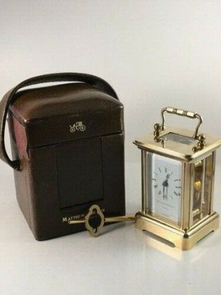 Miniature Swiss Carriage Clock & Travel Case.  Full And Service Nov.  2019
