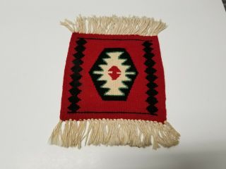Vintage Small Navajo Zapotecc Rug Weaving Wall Hanging 8 " X8 "