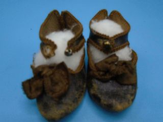 Antique French Bisque Doll Shoes JUMEAU Depose Paris Bee Incised Mark Size 6 2