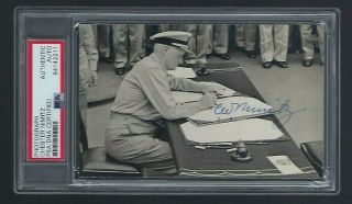 Chester Nimitz Signed 3 - 1/2x 5 - 1/2 Photo Psa Authenticated Wwii Us Navy Admiral