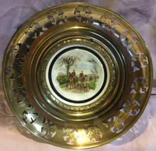 Fox Hunt Hunting Brass And Porcelain Regency Wall Hanging Plate 9