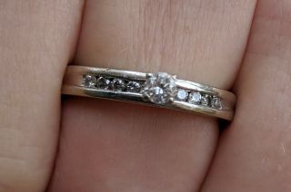 Vintage Engagement Ring 14k White Gold 1/8 Diamond Size 6