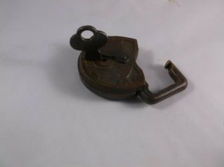 Vintage Padlock F - S Hdw.  Co.  Railroad? With Key Brass Has Patented Lock Hardware