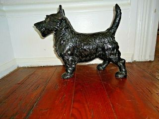 Antique Hubley Cast Iron Scottie Dog Standing Scottish Terrier Doorstop.