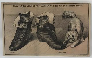 Antique Victorian Shoe Trade Card – A.  S.  T.  Co. ,  J.  W.  Robertson,  Bloomington,  Il