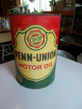 Vintage Co Op Penn Union 5 Quart Motor Oil Can 30 Weight