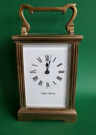 Mappin & Webb Old French Brass Carriage Clock With Key
