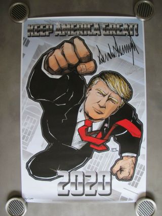 Donald Trump Hand Signed Limited Campaign Poster President United States 2020