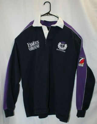 Vintage Scotland Rugby Famous Grouse Cotton Long Sleeve Jersey (size Large)