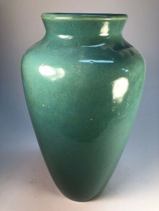 Large Zanesville Stoneware Green Urn Arts And Crafts Old Pottery Ceramic Vase