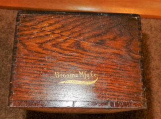 Antique Vintage Old Wood Storage Box Broome Mfg Co Toledo Ohio Dove - Tail Corners