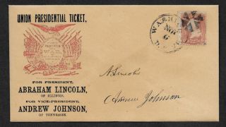 Lincoln Campaign Collector Envelope W Period Stamp 153 Years Old A02