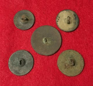 5 Dug Civil War Relic Flat Buttons Confederate Artillery Camp South Petersburg