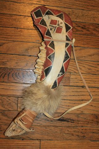 Vintage Painted Native American Indian Jawbone War Club