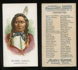 1888 N2 American Indian Chiefs " Black Hawk " Very Good Aa - 10186