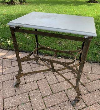Antique Vintage Cast Wood Industrial Toledo Desk Table