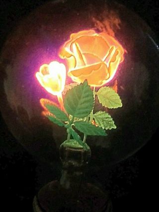 Vintage Aerolux Rose And Leaves Electric Light Bulb Flower VGC 2