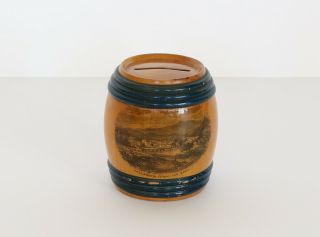 Antique Mauchline Ware Barrel Coin Bank Callander From The East