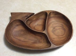 Vintage Ginuine Monkey Pod Whale Wood Wooden Bowl Trinket Dish 12 " - 8 " - 2 "