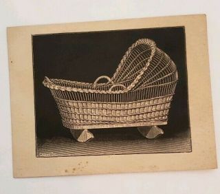 Vintage Trade Card Wakefield Rattan Wicker Furniture Baby Bassinet By Carey Sc