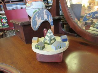 RARE Vintage Wolf Creek Folk Art Wooden Music Box Toy - Here Comes Santa Claus 3