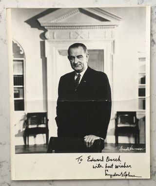 President Lyndon B Johnson Lbj Signed Autographed White House Photograph Stand