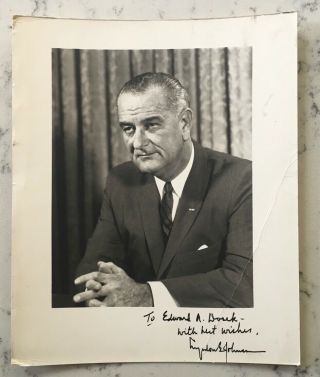 President Lyndon B.  Johnson Signed Autographed White House Photograph Seated