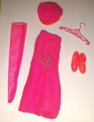 Vintage Barbie Francie Mod 1231 Pink Lightning Outfit W Hat Stocking Boots