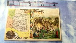 1892 Arbuckles Coffee Trade Card 100 Arizona Territory Map Native American Rare