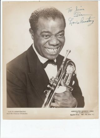 Louis Armstrong Signed Autographed 8x10 Glossy Photo,  Vg,  Vintage Rare