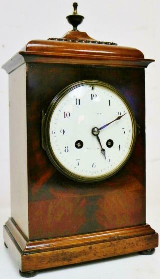 Small Antique 19thc French 8 Day Gong Striking Mahogany Bell Top Bracket Clock