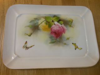Vintage Royal Worcester Hadley Roses Shallow Dish / Tray - Signed Austin