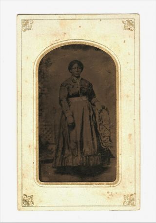 Old Vintage Antique Tintype Photo Of Black African American Young Lady Woman