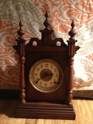 Seth Thomas Antique Gothic Style Mantle Clock Early 1900 