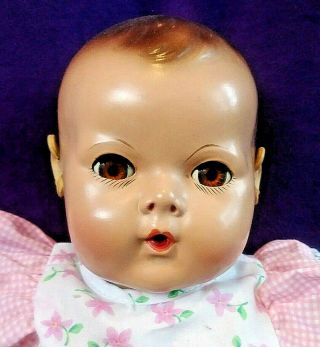 Vtg 1940s - 50s Sweet Effanbee Dy Dee Baby Doll 15 " Near Brn Eyes Wets Bin