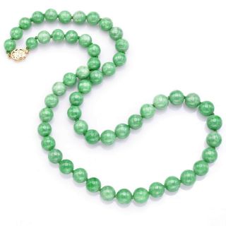 Vintage 14k Yellow Gold Green Jade " Blessed " Beaded Strand Necklace 96.  6g 23.  75 "