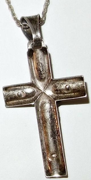 ANTIQUE Italy STERLING SILVER CROSS PENDANT on a 18 