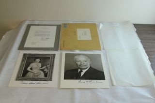 Dwight Eisenhower & Mrs.  Eisenhower Autographed Photos W/ Envelope 1956