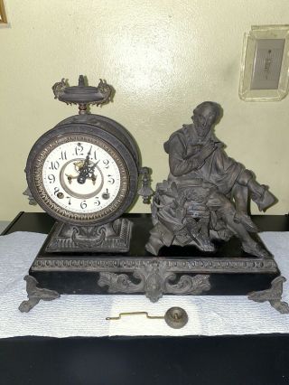 Ansonia Shakespeare Mantle Clock Open Escapement,  Late 1800 