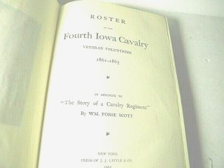 Book,  History 4th Iowa Cavalry,  1902,  First Ed,  Author Signed