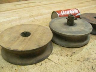 Antique Vintage Loose Hay Trolley Rope Pulley Replacement Wood Pulleys 2