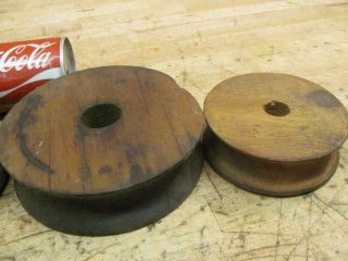 Antique Vintage Loose Hay Trolley Rope Pulley Replacement Wood Pulleys 3