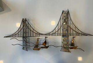 Vintage Mid Century Modern Golden Gate Bridge Wall Art Sculpture Curtis Jere
