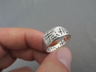 Vintage La Sterling Faith " Live By Faith,  Not By Sight " Bible Verse Jesus Ring