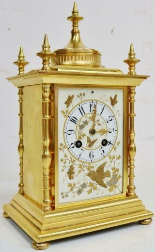 Rare Antique French 8 Day Bronze Ormolu & Sevres Porcelain Cube Mantel Clock Set 2