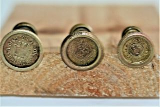 3 Vintage Disston Hand Saw Brass Medallions W/split Nut 1870 