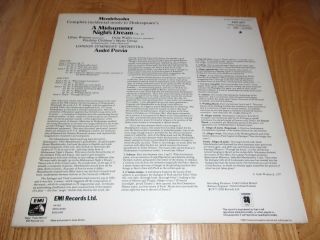 TAS HMV ASD 3377 UK 1st B/W MENDELSSOHN - MIDSUMMER NIGHT ' S DREAM PREVIN NM 2